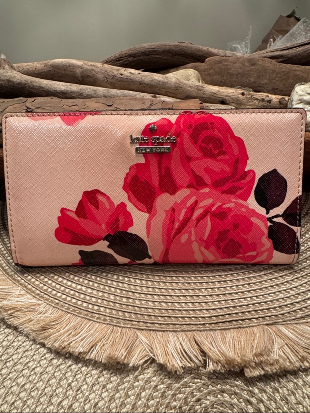 kate spade Pink Floral Rose Zip Wallet